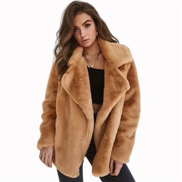 Jackets & Blazers - Faux Fur Teddy Jacket - Soft Fluffy Caramel Teddy